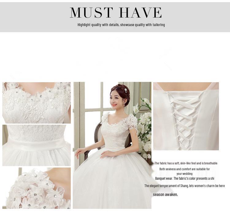 2025 Spring Plus Size Floral One-Shoulder Wedding Gown with Slimming Design