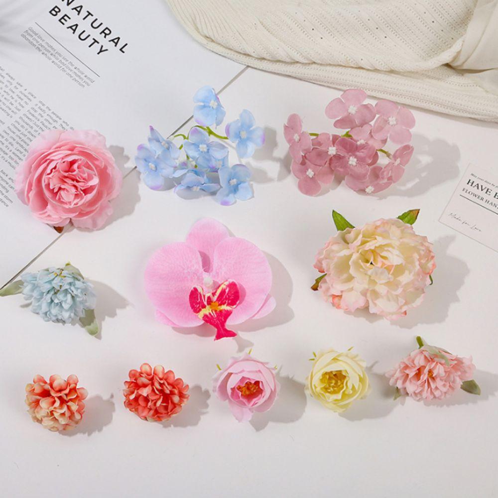 50/100Pcs Silk Faux Flower Heads Multicolor Fake Peony Daisy Rose Flowers  Garland Gifts Ornament