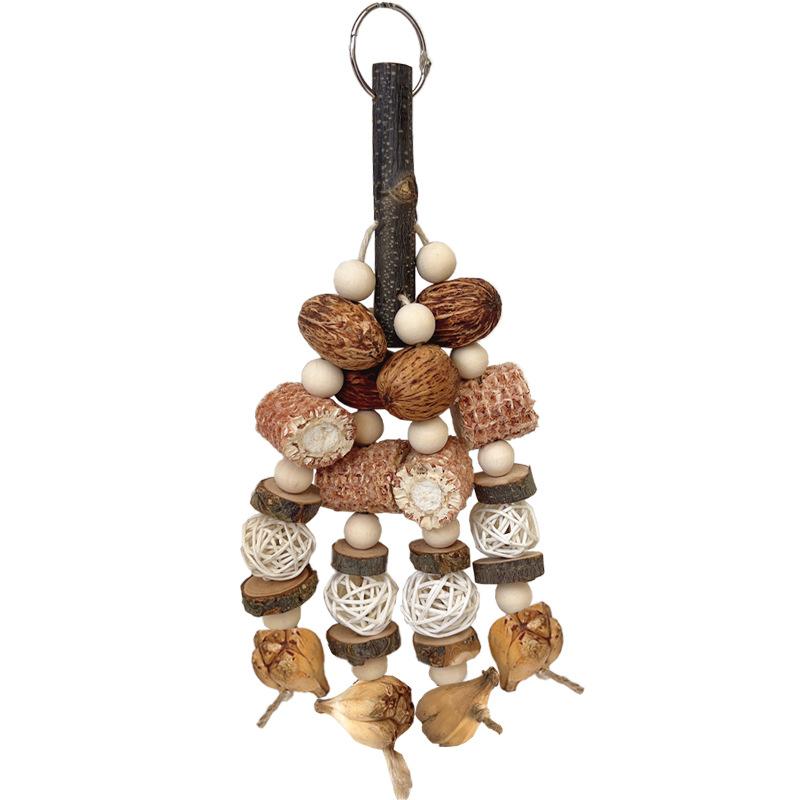 Parrot Toy Birds Gnaw On Strings of Barnacles, Mountain Pineapples, Apple Wood, Nuts, and Corn Cobs, Tearing and Destroying Beaked Bird Toys
