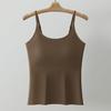 Solid Color Plus Size Camisole Tank Top For Women With Built In Anti Exposure Bra