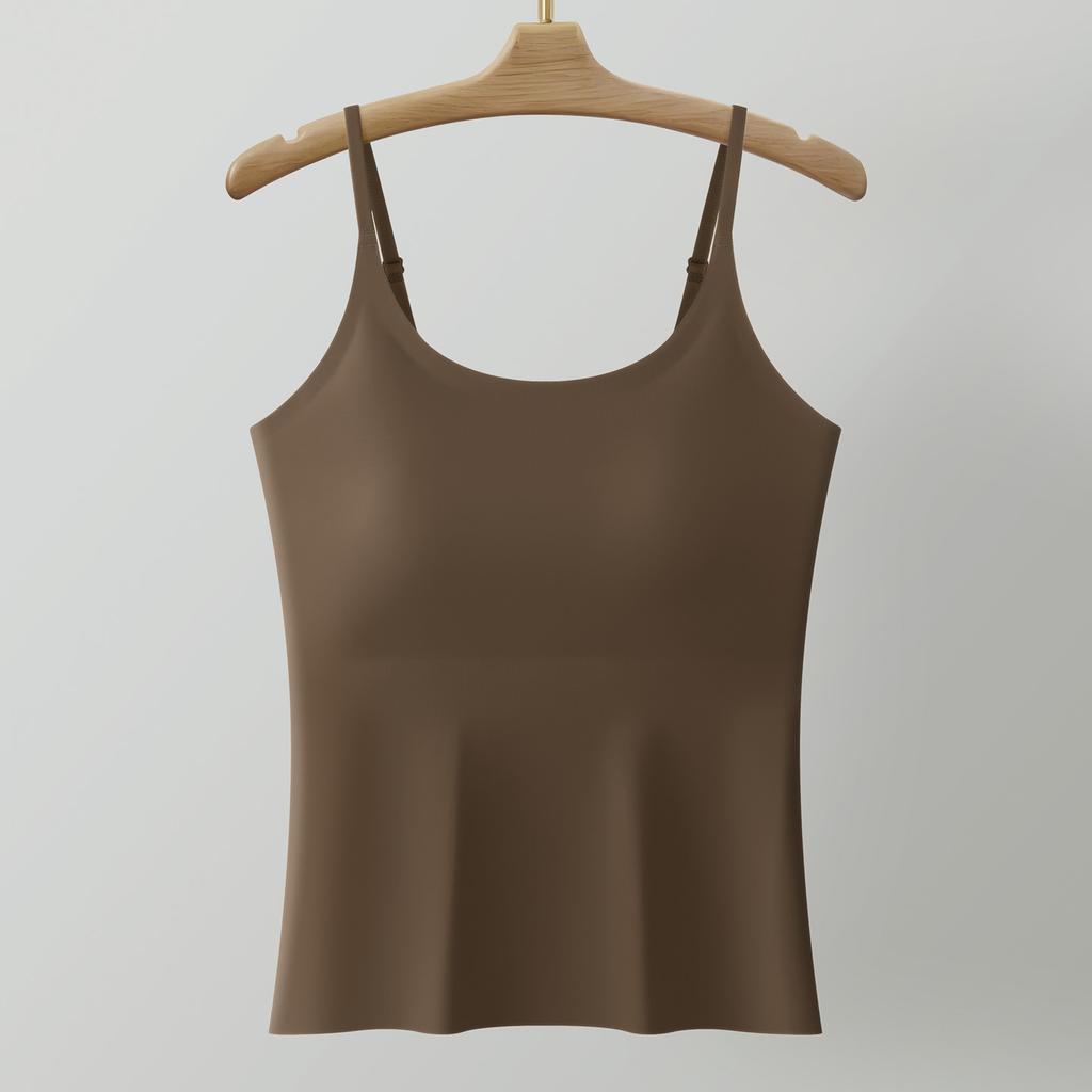 Solid Color Plus Size Camisole Tank Top For Women With Built In Anti Exposure Bra