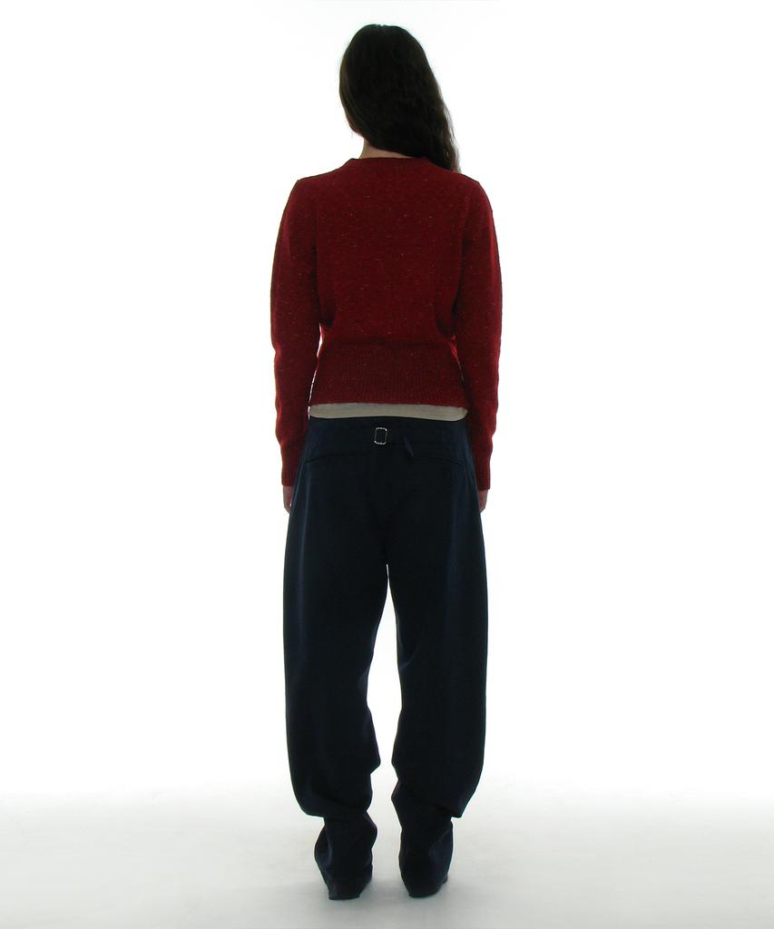 PARTIMENTO WOMEN Gradient Wide Rib Knit Crew Neck_Red