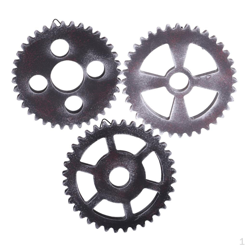 

3x 12cm Rural Vintage Style Wooden Gears Decal Wall Hanging
