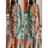 Gradient Print V-Neck Sleeveless Top Women Soft Cotton Blend Loose Fit Breathable Casual Tank