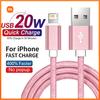 Xiaomi USB 20W Fast Charging Braided Cable For iPhone X XR XS Max 11 12 13 Mini 14 Pro Max 6 6S 7 8 Plus Quick Charging USB Data Cables