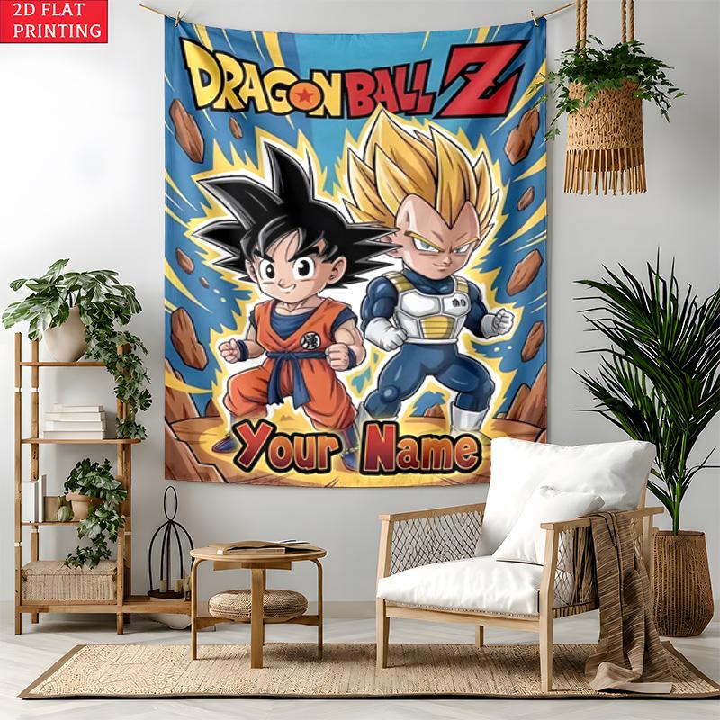 Dragon Ball Custom Name Tapestry Personalized Wall Art Hanging Bohemian Home Decor for Bedroom Dorm Living Room