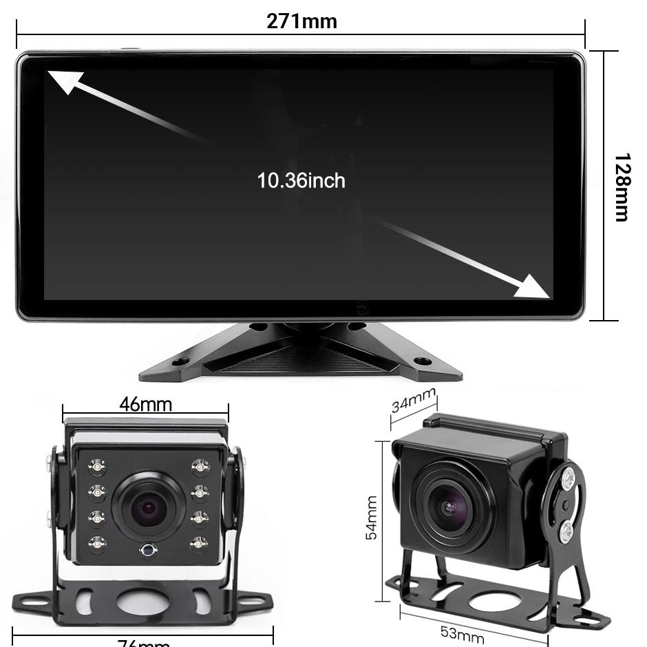 GreenYi 10.36 Inch 4CH Touch Screen Car MP4 DVR Recorder Monitor With AHD 1080P Night Vision Waterproof Camera For Truck/Bus/RVs