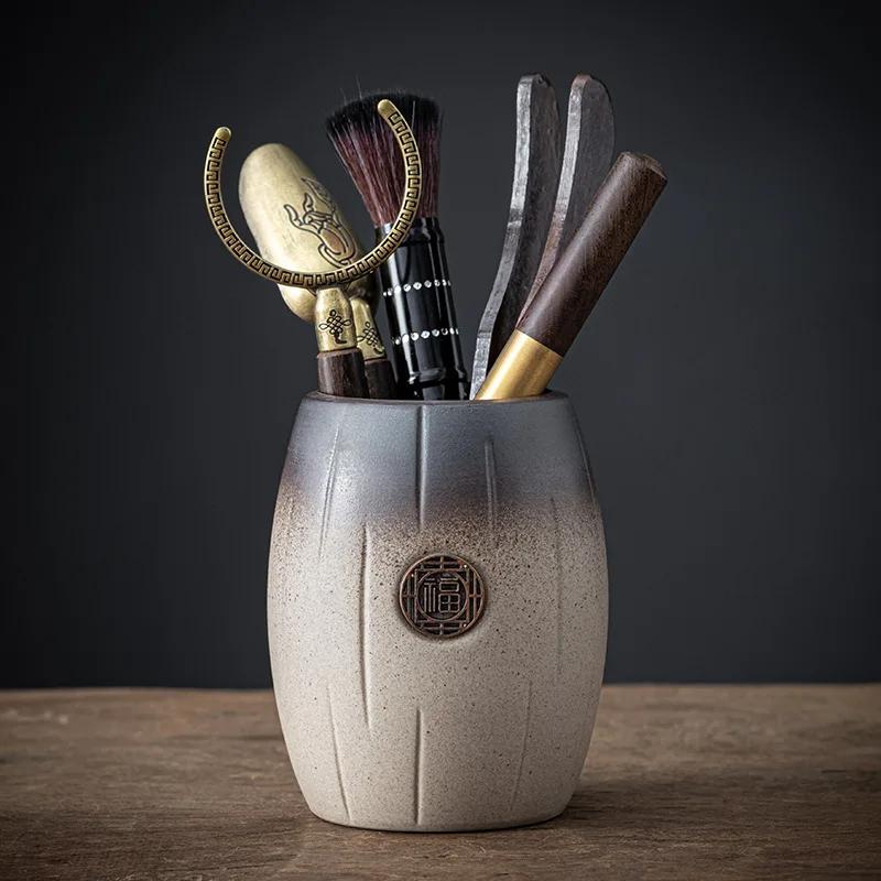 6Pcs/Set Tea Ceremony Heat-resistant Tea Canister Tools Wooden Chinese Gongfu Teaspoon Tea Tong Needle Set Tearoom Supplies