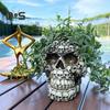 Skull Planter Pot Resin 3D Skull Head Figurine Flowerpot Indoor Outdoor Plants Container Halloween Home Balcony Garden Decoration