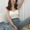 Sommer Koreanischer Stil Einfarbig Innen Brust gewickelt Neuer Stil Schlankmachend Nabel freiliegend Vielseitiges Schlankes Strick-Camisole Damen Trendig