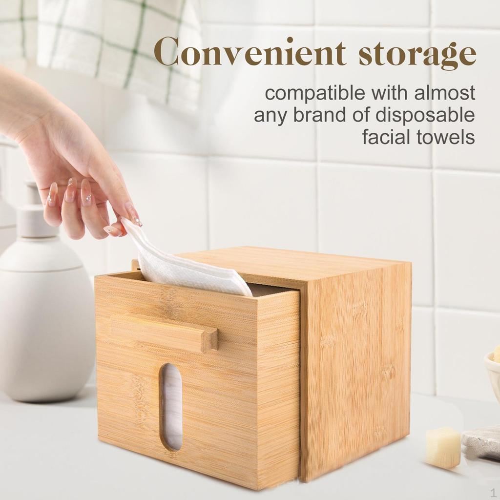 Bamboo Wood Box for Face Towels Storage Container Practical Creative Desk Dry Wipes Elegant