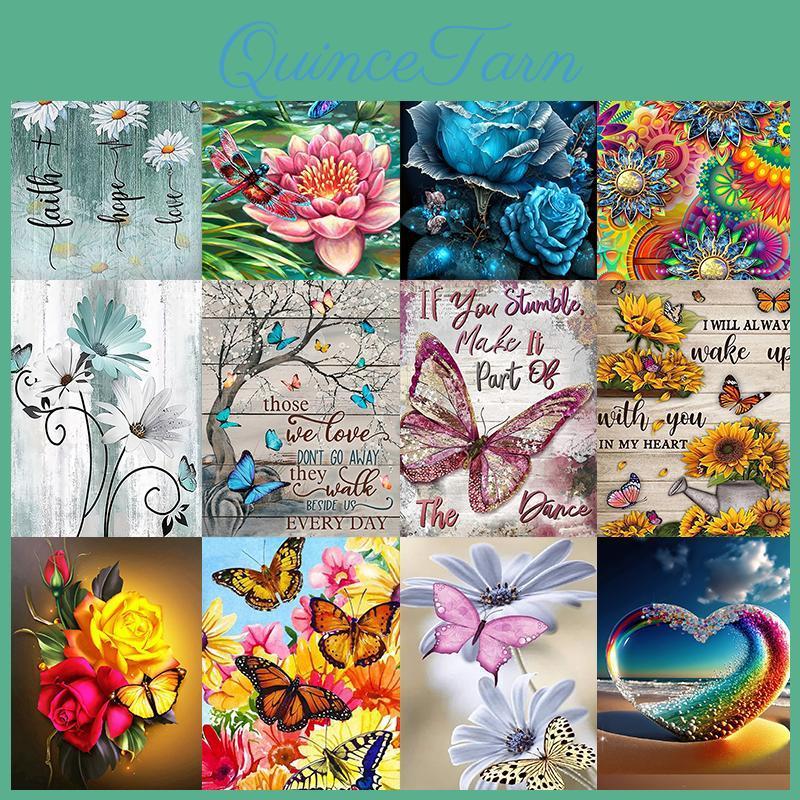 5d Diy Diamond Beautiful Painting Flowers And Butterflies Diamond Embroidery Cross Stitch Kit Full Rhinestone Mosaic Home Decor Gift