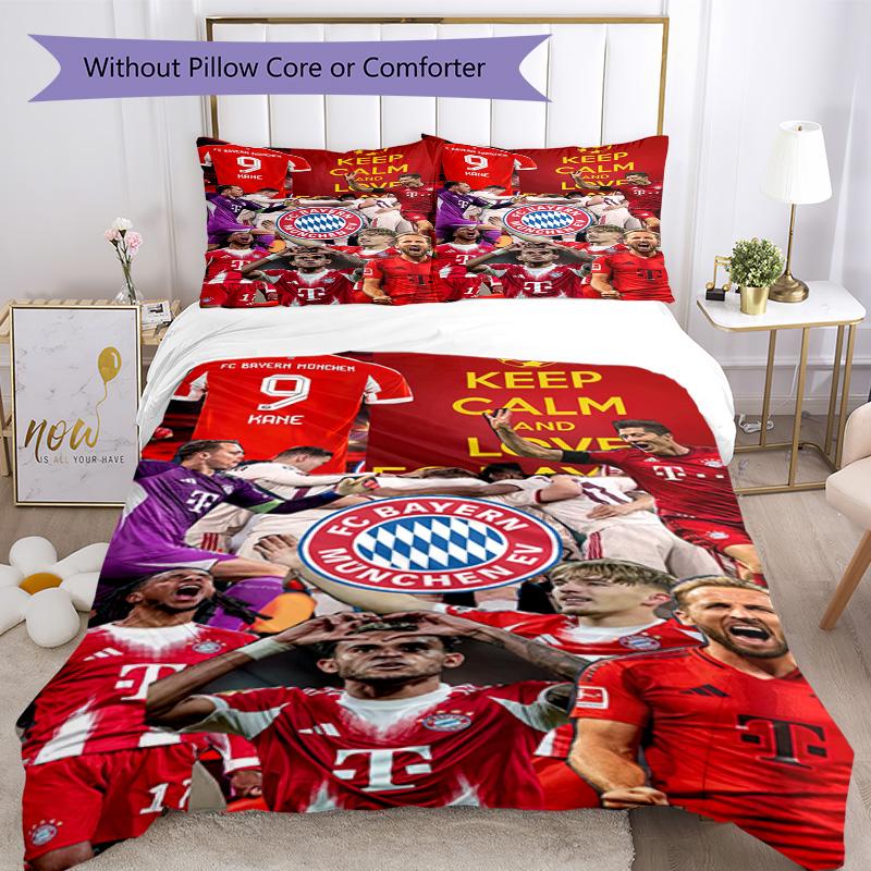 Bayern Münih Nevresim Takımı Nefes Alabilen Yorgan Kılıfı ve Yastık Kılıfları Yatak Odası için Dekoratif Nevresim Takımı Ev Dekorasyonu Doğum Günü Hediyesi