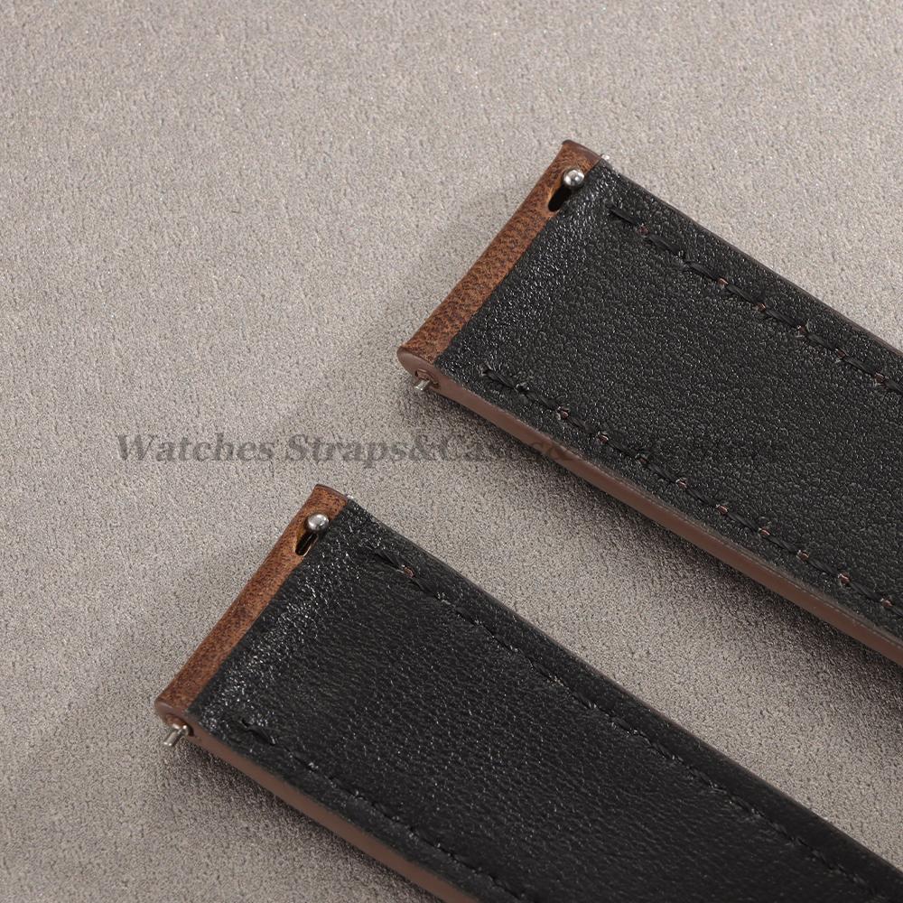 Crazy Horse Leather Watch Strap 18mm 19mm 20mm 21mm 22mm 24mm Butterfly Buckle Stitching Cowhide Strap for Seiko for Omega Belts