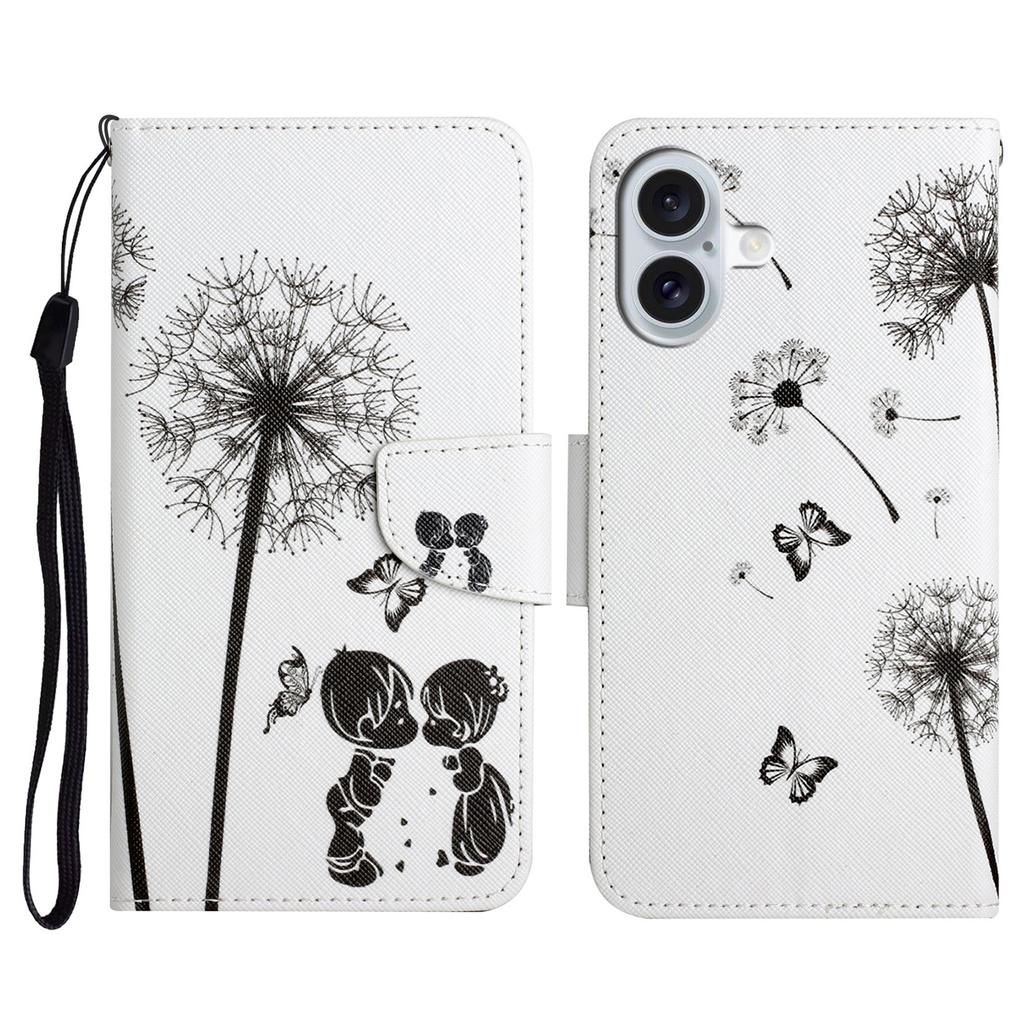 For iPhone 16 Case Pattern Printing Protective Leather Folio Phone Cover