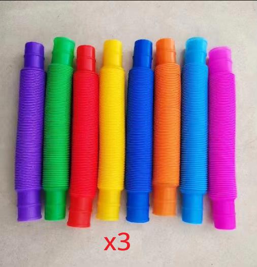 8/16/24 Pcs Colorful PopTelescopic Tube Stretching Corrugated Tube Children Adult Stress Relief Toy