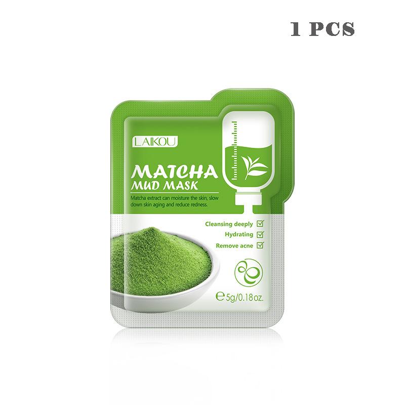 

LAIKOU Matcha Маска из зеленой глины, увлажняющая маска против морщин, против темных кругов, очищающая грязевая маска, средства по уходу за кожей 1PCS зелёный