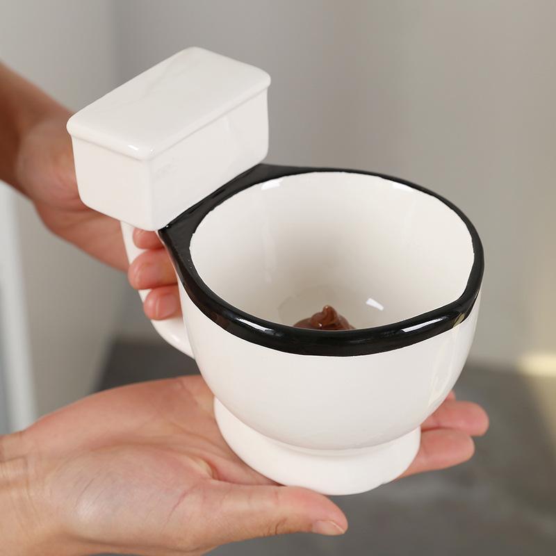 Creative Toilet Bowl Water Cup, Funny 3D Ceramic Poop Mug, Toilet Cup Shaped Coffee Cup