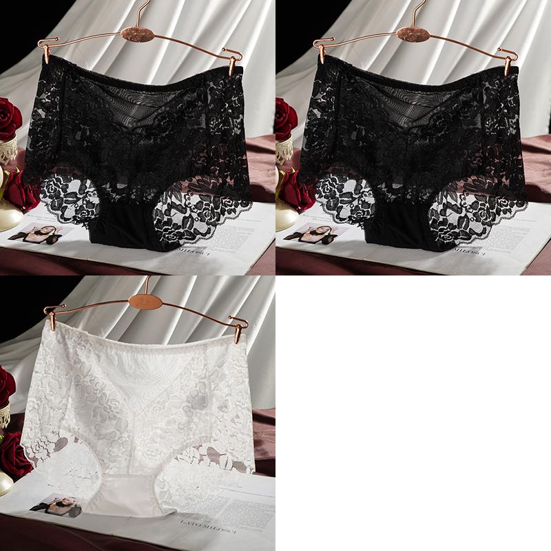 Women High Waist Briefs Lace Floral Panties Sexy Transparent Underwear Seamless Female Hollow Out Lingerie