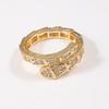 18K Gold European Snake Pattern Adjustable Ring with Micro-set Diamonds