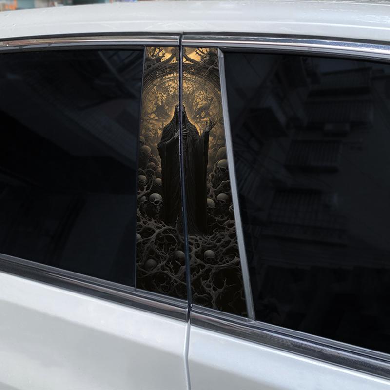 2 Stück Sensenmann Aufkleber Auto B-Säulen Aufkleber DIY Vinyl Wasserdicht Auto Türsäulen Aufkleber Geeignet für die meisten Auto-Mittelpfosten