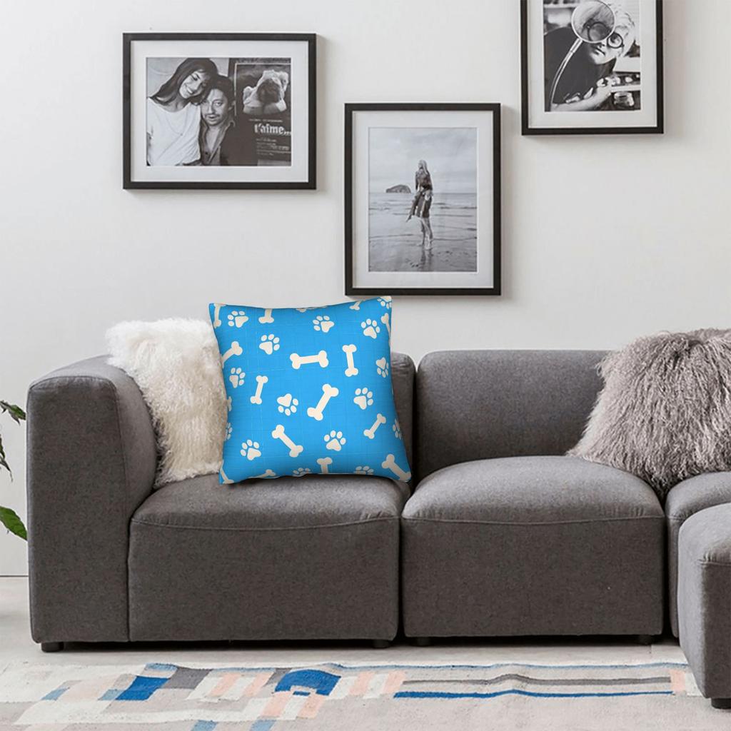 Dog Paw Print And Bone Pillow Cover Vintage Pillow Case For Sofa Couch Bed Living Room Comfy Pillowcases Gift