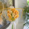 Handgemaakte Gehaakte Zonnebloem Boeket Kunstbloem Wol 1 Enkele Tak Smiley Gezicht voor DIY Huisdecoratie Fotografie Prop Cadeau