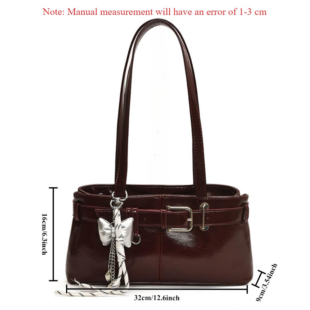 Belt Buckle Design Shoulder Satchels Bag for Women 2025 New In Luxury Designer Handbags Branded Fashion Totes with Pendant