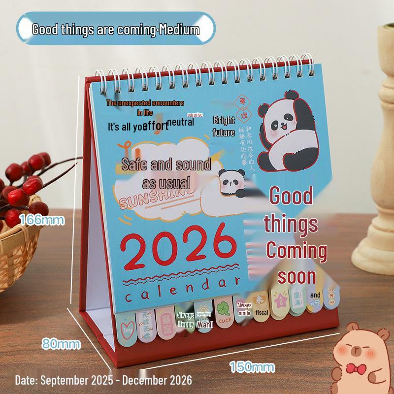 2026 Cartoon Desk Calendar: Cute Creative Desk Ornament with Index for Self-Discipline Check-in - Enterprise Special Edition