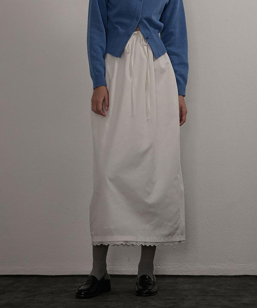 Kamino Lace Elastic Long Skirt White