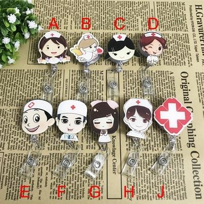 Desene animat Retractabil Pull Badge Reel ID Snur Etichetă de nume Card Suport insignă Role Doctor Asistentă Rechizite de birou