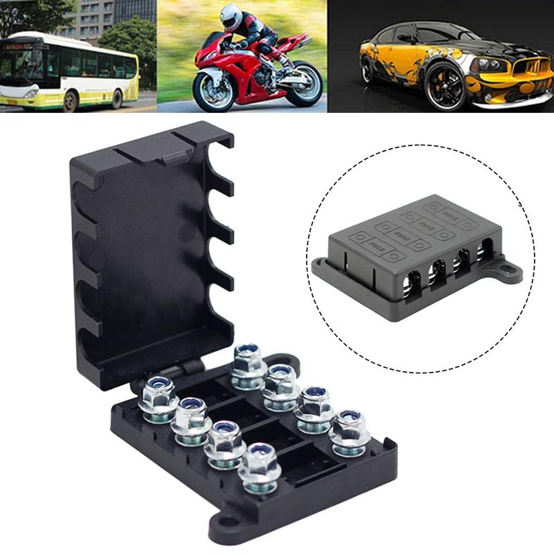 1x Car Fuse Holder Block 4 Way For Midi Fuse Holder Block 200A Max 4 Fuses 8 Lugs Dual Battery Setups 4x4 Car Accessories