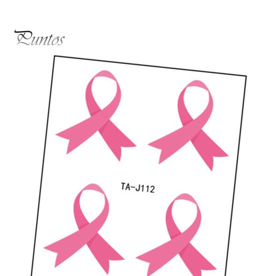 Autocollants Tatouages Temporaires Ruban Rose - Lot De 20 Feuilles Pour Sensibilisation Cancer Du Sein, Événements, Fêtes