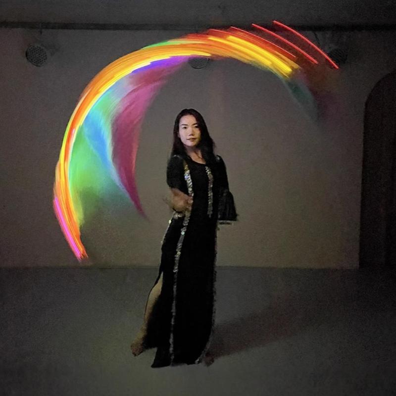 LED Dance Silk Veil Belly Dance Ball LED Light Silk Veils Rectangle Veil Party Supplies for Belly Dance Performances