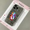Fashion Stripe Anatomy Heart Hand-Painted Silicone Case For Iphone 13 16 Plus 12 15 11 17 14 Pro Max Trendy Striped Cover