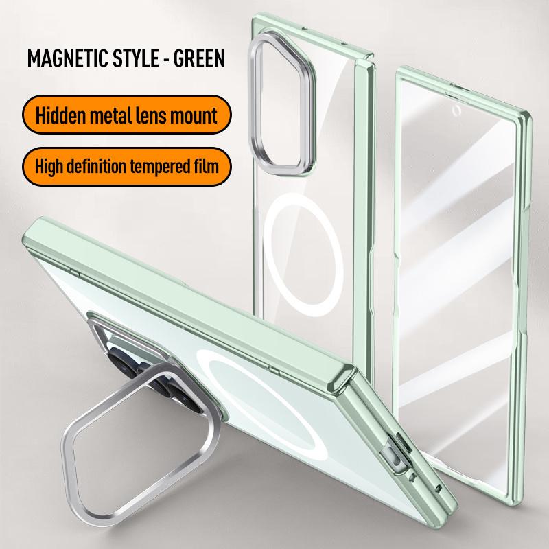 

Magsafe Magnetic Transparent Privacy Screen Tempered Glass Protect Case For Samsung Galaxy Z Fold 7 Spring Hinged Holder Cover For Galaxy Z Fold7