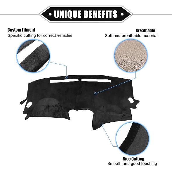 Car Dashboard Cover Mat Compatible for Nissan Altima 2007-2012, Protective Flannel Black Center Console Interior Trim Dash Board Mat