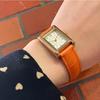 Rectangular Crocodile Embossed Watch with Arabic Numerals for J-AXIS Classical, Elegant, Easy-to-Read (Suitable Students)