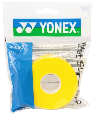 YONEX Υγρή Super Grip Ταινία Λαβής Τένις και Μπάντμιντον Ανταλλακτικό AC1025 Κίτρινη (5-Συσκευασία)