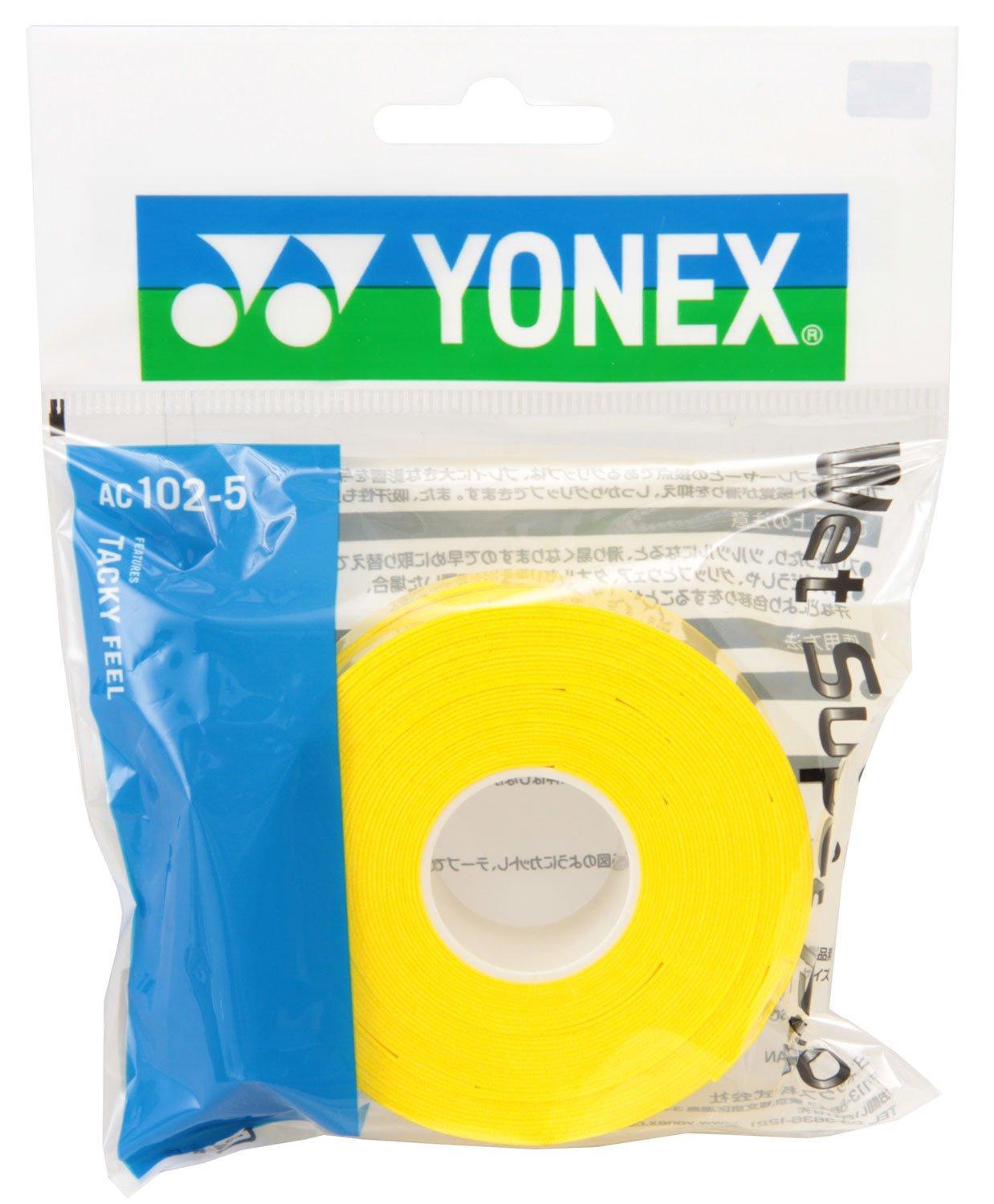 

YONEX Wet Super Grip Tennis and Badminton Grip Tape Refill AC1025 Yellow (5-Pack)