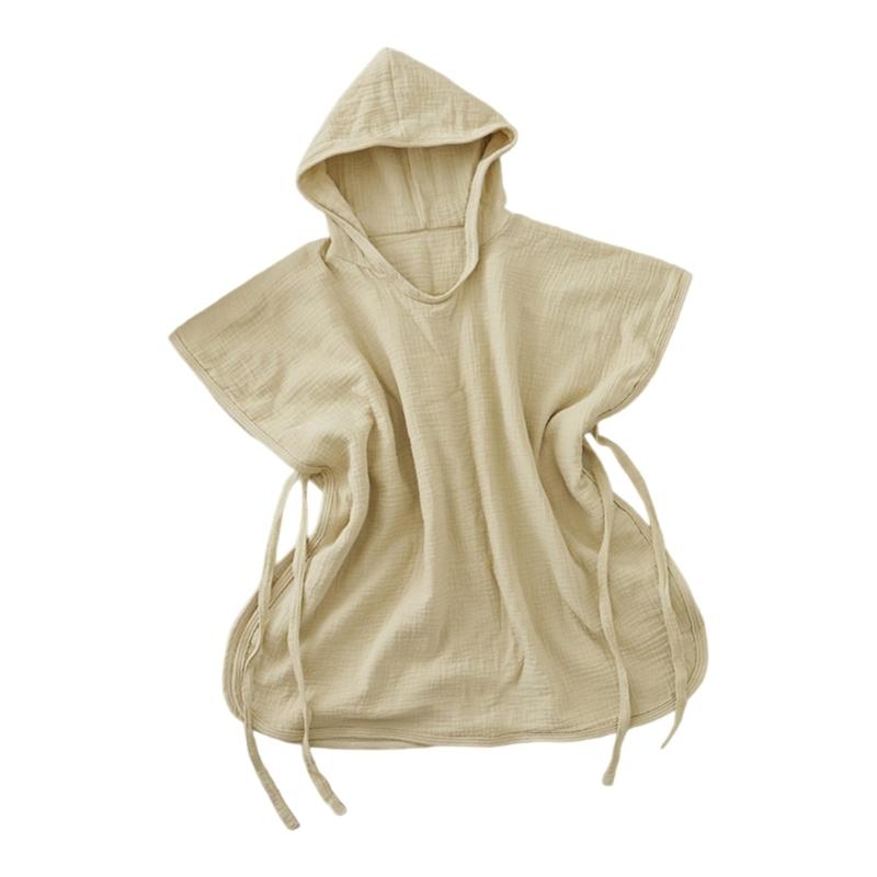 Convertible Hooded Bath Towel Poncho for Kids Soft Absorbent Cotton Fabric Bath Beach Pool Accessories Multiple Color