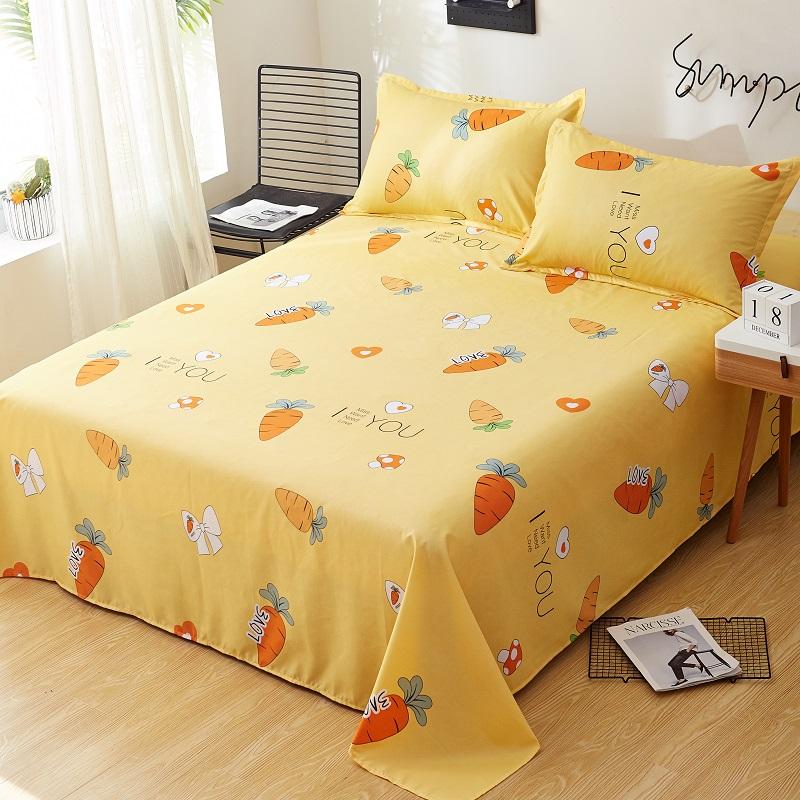 Washed Cotton Flat Sheets Summer Breathable Bedroom Bedding Mattress Cover Soft Minimalist Double Bed Sheet 180x230cm Household