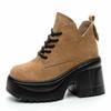Fashion 9CM Suede Leather Spring Chunky Heel Ankle Boots Platform Wedge New Autumn Women Vulcanized Increase Casual High Heels ZIP Shoes