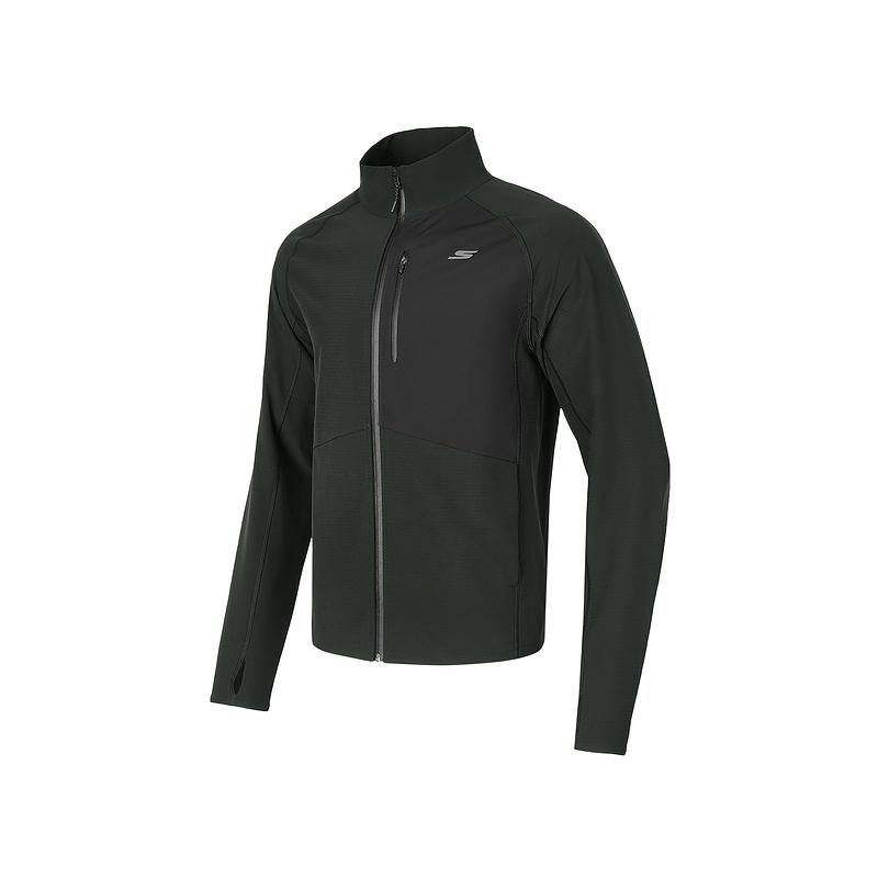 Skechers Comfortable Soft Stand Collar Zipper Long Sleeve Jacket Men jackets Carbon-Black P424M214-0018 M