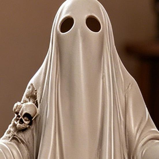 Halloween Ghost Figurine, Spooky Resin Ghost Skulls Statue for Tiered Tray Home Table Centerpiece, Halloween Party Supplies