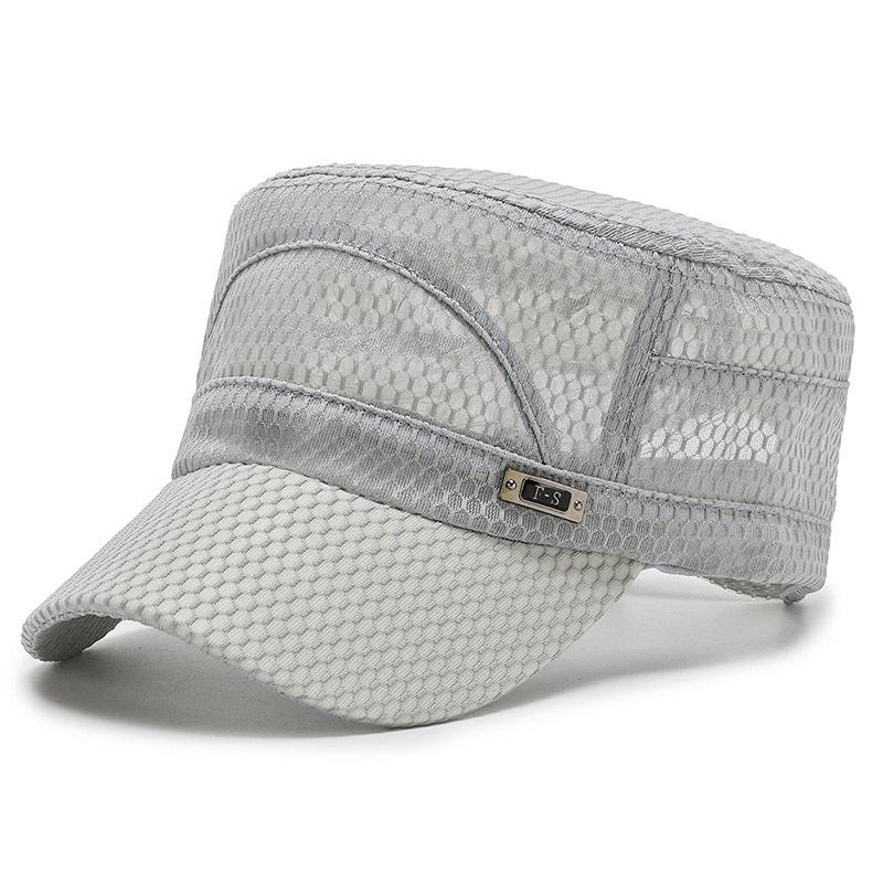 Solid Color Breathable Flat Top Men Adjustable Baseball Cap Spring Summer Sun Protection Dad Hat Trucker Cap Men