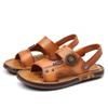 Men's summer sandals leather beach shoes men's non-slip leather sandals breathable sandals beef tendon sole dual-purpose driving men's shoes
