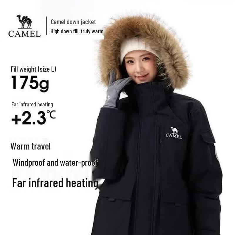 Camel Unisex Water-Repellent Workwear Down Parka