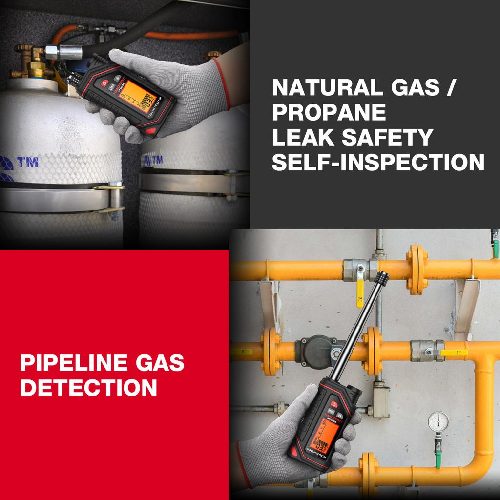 HT58PRO Gas Leak Detector Natural Gas Detector Sound & Light Alarm 0-9999ppm Portable Combustible Gas Detector Extendable Probe