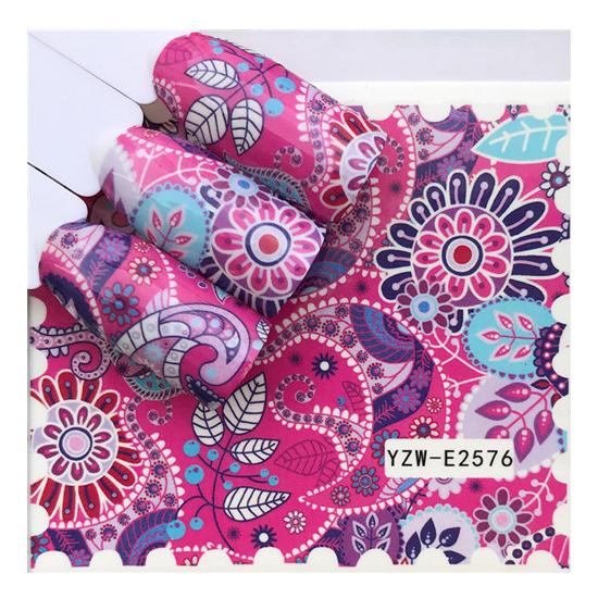 1 arkusz naklejka do paznokci kolorowe kwiaty ludowe kalkomanie wodne transfer suwaki zdobienie paznokci dekoracje porady naklejki Manicure okłady narzędzia